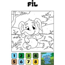 Enine Boyuna Eğitim Çocuklar Için Sayılarla Boyama Seti (Safari Hayvanlar)