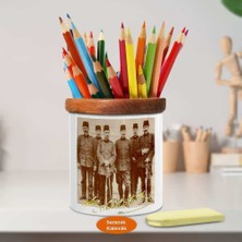 Asilmeydan Silah Arkadaşları ve Kemal Atatürk Ahşap Seramik Kalemlik