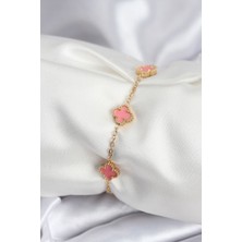 Zemira Home 316L Çelik Gold Renk Pembe Baby Boy Yonca Kadın Bileklik