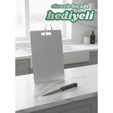 Ergül 35x23 cm Paslanmaz Çelik Kesme Panosu, Metal Kesme Panosu, Bıçak Hediyeli, Metal Kesim Levhası