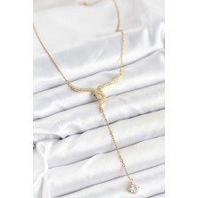 Zemira Home 316L Çelik Zincir Gold Renk Yılan Model Y Kolye