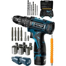 Power Black 23 Parça Kömürlü Matkap Seti 2 Batarya 1 Şarj Cihazı