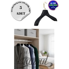 5 Adet Ev Tipi 44 cm Gold Kanca Soft Siyah Plastik Ceket Askısı Buluz Askısı Elbise Askısı