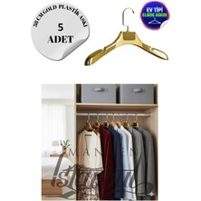 5 Adet Ev Tipi 38 cm Gold Plastik Ceket Askısı Buluz Askısı Elbise Askısı Kıyafet Askısı