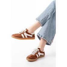 Sibel Gürel M-1004 Taba Süet Bağcıklı Termo Taban Günlük Kadın Spor