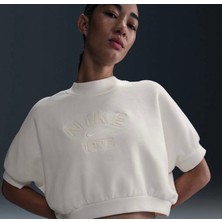 Nike Collection Ss Fleece Crew Bol Kalıp Krem Kadın T-Shirt HJ0224-133