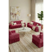 KUTLALE Jakarlı 3+3+1+1 Osmanlı Desen Koltuk, Kanepe, Çekyat Örtüsü, Etekli, Streç, Esnek, Lastikli, Koltuk Kılıfı 3311 Takımı