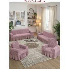 KUTLALE Jakarlı 3+2+1+1 Osmanlı Desen Koltuk, Kanepe, Çekyat Örtüsü, Etekli, Streç, Esnek, Lastikli, Koltuk Kılıfı 3211 Takımı