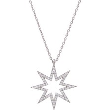 Nagiss Kuzey Kutup Yıldızı Model-3 925 Ayar Gümüş Zirkon Taşlı Kadın Kolye