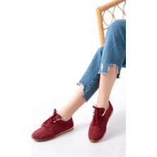 Sibel Gürel Rs-01 Bordo Süet Ince Taban Günlük Spor Ayakkabı