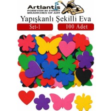 Artlantis Şekilli Eva Yapışkanlı Set-1 100 Lü 1 Paket Kendinden Yapışkanlı Eva Sticker Okul Öncesi Kreş Ana Sınıfı