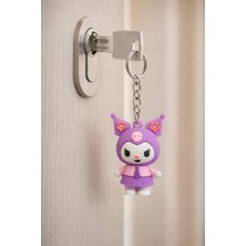 3D Silikon Kuromi Anahtarlık – Sevimli Çanta Süsü, Yumuşak Dayanıklı Aksesuar