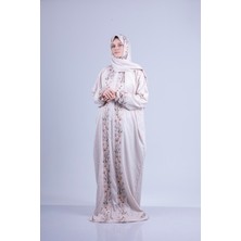 Tulteks Tülteskz Kadın Fermuarlı Tek Parça Çiçek Nakışlı Namaz Elbisesi