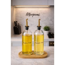 Morponi Bambu Stantlı Akıtmaz Gold Başlıklı 2'li Yağdanlık Seti  500 ml ( Thn)