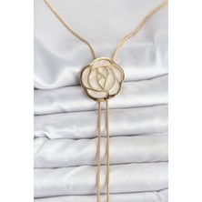 Zemira Home Pirinç Gold Renk Gül Model Asansörlü Kadın Kolye