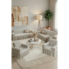 KUTLALE Jakarlı 3+3+1+1 Osmanlı Desen Koltuk, Kanepe, Çekyat Örtüsü, Etekli, Streç, Esnek, Lastikli, Koltuk Kılıfı 3311 Takımı