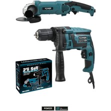 Power Black Profesyonel Elektrikli 2'li Set Taşlama,matkap