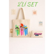 Maki Craft Renkli Çizgi Kaharamanlar 2’li Bez Çanta & Fermuarlı Kalemlik Seti