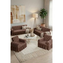 KUTLALE Jakarlı 3+3+1+1 Osmanlı Desen Koltuk, Kanepe, Çekyat Örtüsü, Etekli, Streç, Esnek, Lastikli, Koltuk Kılıfı 3311 Takımı