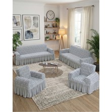 KUTLALE Jakarlı 3+3+1+1 Osmanlı Desen Koltuk, Kanepe, Çekyat Örtüsü, Etekli, Streç, Esnek, Lastikli, Koltuk Kılıfı 3311 Takımı