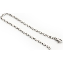 Sose Moda Ince Dikdörtgen Model Erkek Çelik Zincir Bileklik – Gümüş Renk 2 mm Modern Tasarım