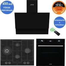 Ferre ve Afm Tech Marka Modeo Turbolu Siyah Dijital Ankastre Set (ED075-WFA WOK+FM7700+FM3400)