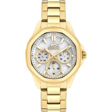 Slazenger Kadın Kol Saati 36 mm – Beyaz Kadran, Altın Kordon, 3 Atm