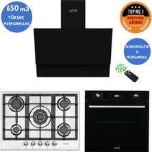 Eminçelik ve Afm Tech Markalı /inox-Siyah  Turbolu  Ankastre Set ( 22 380 Wok + FM7700 + FM3400 )