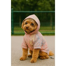 Pembe Içi Polarlı Kapüşonlu Sıcacık Su Geçirmeyen Köpek Montu