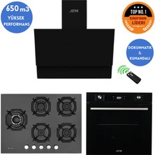 Eminçelik ve Afm Tech Markalı /maxu 5 Gözlü 1'wok Siyah Ankastre Set ( 22 385 Y + FM7700 + FM3400 )