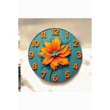 AA Shop Çiçek Bitki Renkli Baskı Desenli Sayılı Hediyelik Ahşap Sessiz Tablo Duvar Saati 699