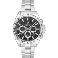 Beverly Hills Polo Club Erkek Kol Saati Silver Çelik Kordon Siyah Gümüş Kadran Seramik Safir Kaplamalı Cam 10 Atm 42 mm