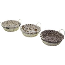 Senson Yuvarlak Renkli Bezli Ip Hasır Ekmek Sepeti Kulplu - Metal Iskelet TABAN:18CM - AĞIZ:24CM Derinlik:8cm Herhangi Bir Desen Gönderilir (5224)