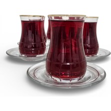 Sudedi Home Altın Yaldızlı Cam Çay Bardağı Seti 6’lı – Elde Kesme Butik Seri