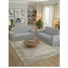 KUTLALE Jakarlı Osmanlı Desen 3+3 Koltuk, Kanepe, Çekyat Örtüsü, Etekli, Streç, Esnek, Lastikli, Koltuk Kılıfı 33 Takımı