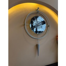 MetaQuartz Aksesuar Exclusive - Ayna Lavinya ( Gümüş ) - Gerçek Aynalı Kablosuz Ledli Modern Duvar Saati