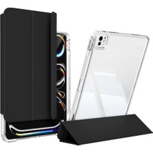 ​​​apple iPad Pro 11 2024 Kılıf Magnetik Ayrılabilen Airbagli Uyumlu Stsr Sliding Tablet Kılıfı-Siyah