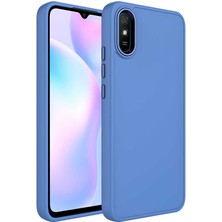 StilStoreTr Xiaomi Redmi 9A Kılıf Metal Çerçeve ve Buton Tasarımlı Silikon Stsr Luna Kapak-Lavendery Gray
