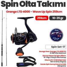 Savage Gear Orange Ltd 4000 Fd Olta Makinesi - Okuma Wave Up Spin 259CM 10-35GR Olta Kamışı Spin Set -17