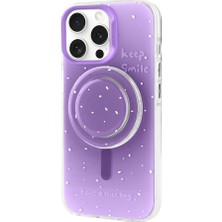 Apple iPhone 15 Pro Max Kılıf Magsafe Şarj Özellikli Tak-Çıkar Pop Soketli Stsr Tiktok Kapak-Mor