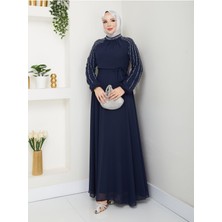 Hiramir Kadın Kolları Işlemeli Astarlı Abiye Elbise YZ2501