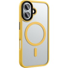 Apple iPhone 16 Kılıf Mat Arka Yüzey Wireless Şarj Özellikli Stsr Flet Magsafe Kapak-Siyah