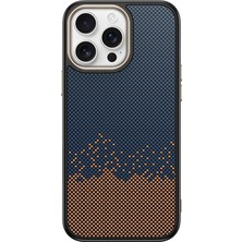 iPhone 15 Pro Max Kılıf M-Safe Şarj Özellikli Karbon Fiber Görünümlü Stsr Antina Kapak - Mavi