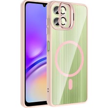 Galaxy A07 Kılıf Standlı ve Kamera Lens Hediyeli Zore Etro Kapak - Pembe