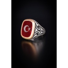 Encili Silver 925 Ayar Gümüş Özel Tasarım Ay-Yıldız Model Erkek Yüzük