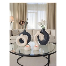 The Motellas Platinum 6 Parça Modern Dekoratif Vazo & Mumluk Seti | Büyük Boy Salon & Ofis Dekoru