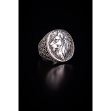 Encili Silver 925 Ayar Gümüş Özel Tasarım Aslan Figürlü Erkek Yüzük