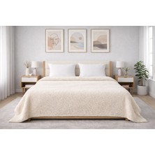 Meine Home Krem Peluş Battaniye 200X220 cm - Çift Taraflı