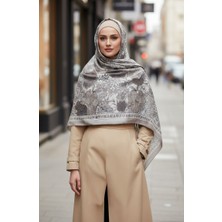 Çiçek Desenli Kehribar Şal 70358-02 Bej