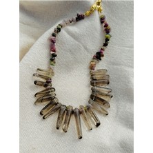 CAPO By Aytaç Yamaç Medusa Gözyaşları Doğal Taş Dumanlı Kuvars ve Karışık Turmalin Taşlı Kolye